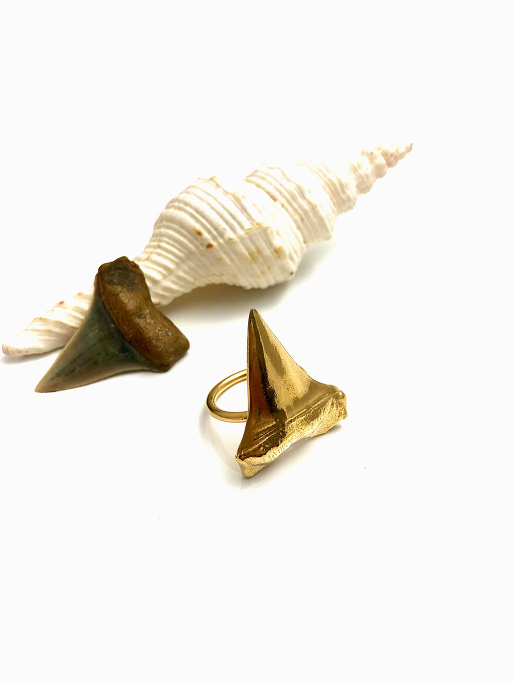 Handmade goldplated shark tooth ring by Jennifer Kinnear.