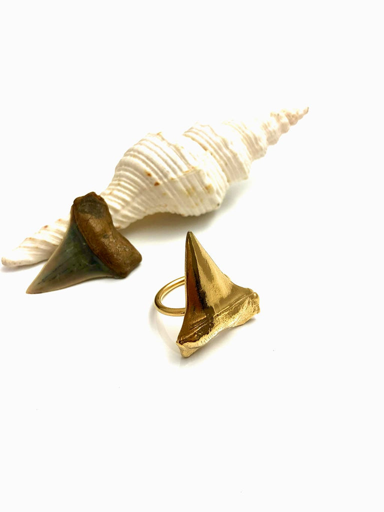 Handmade goldplated shark tooth ring by Jennifer Kinnear.