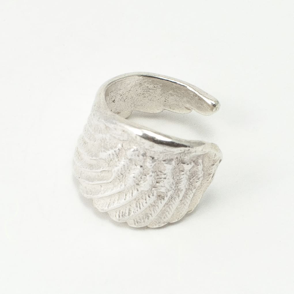 Angel wing ring made in silver handcrafted by Jennifer Kinnear.