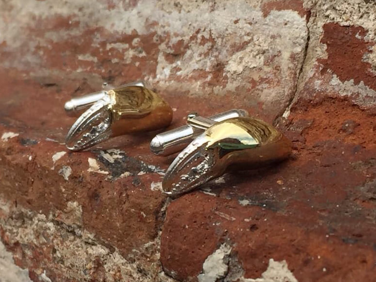 CRAB CLAW cufflinks - silver, gold plated - Jennifer Kinnear Jewellery - crab claw collection