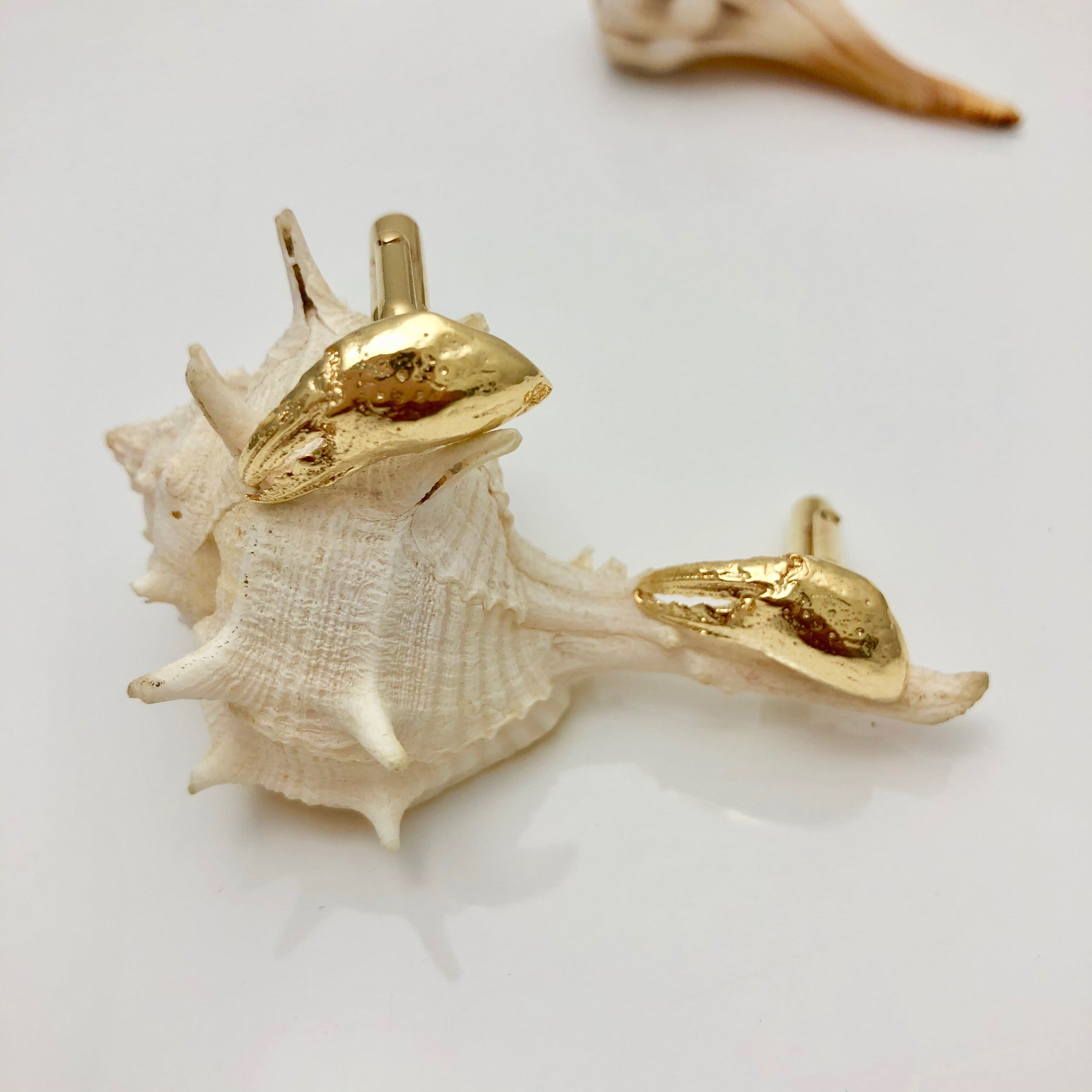 Goldplated Crab Claw Cufflinks - Ocean Collection - Jennifer Kinnear Jewellery