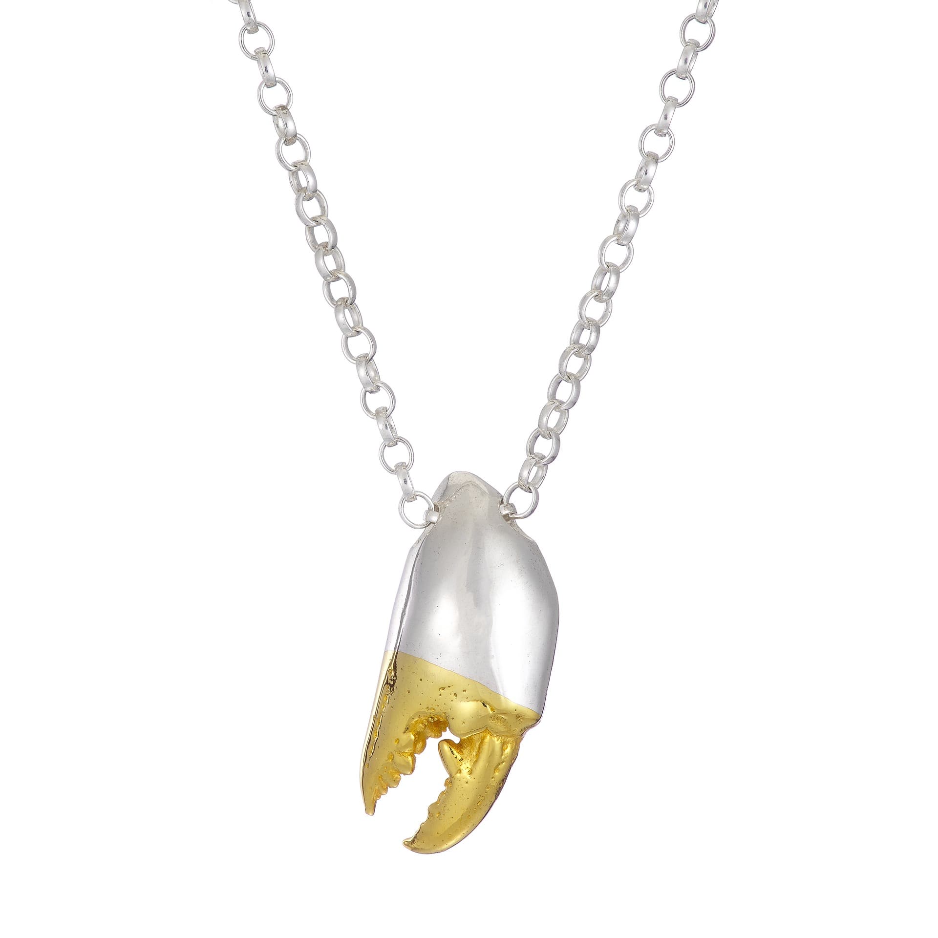 Goldplated Silver Crab Claw Necklace - Ocean Collection - Jennifer Kinnear Jewellery