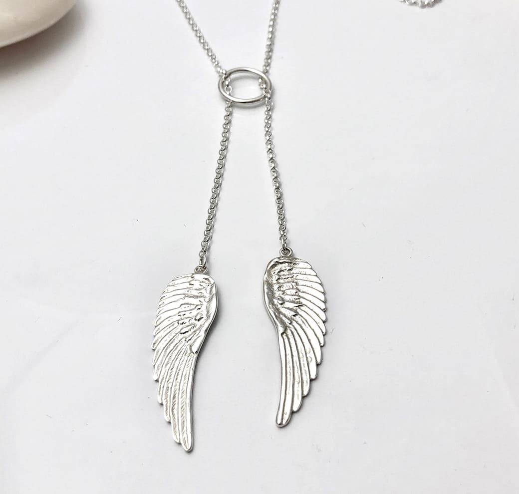 Silver Double Angel Wing Necklace - Charms Collection - Jennifer Kinnear Jewellery