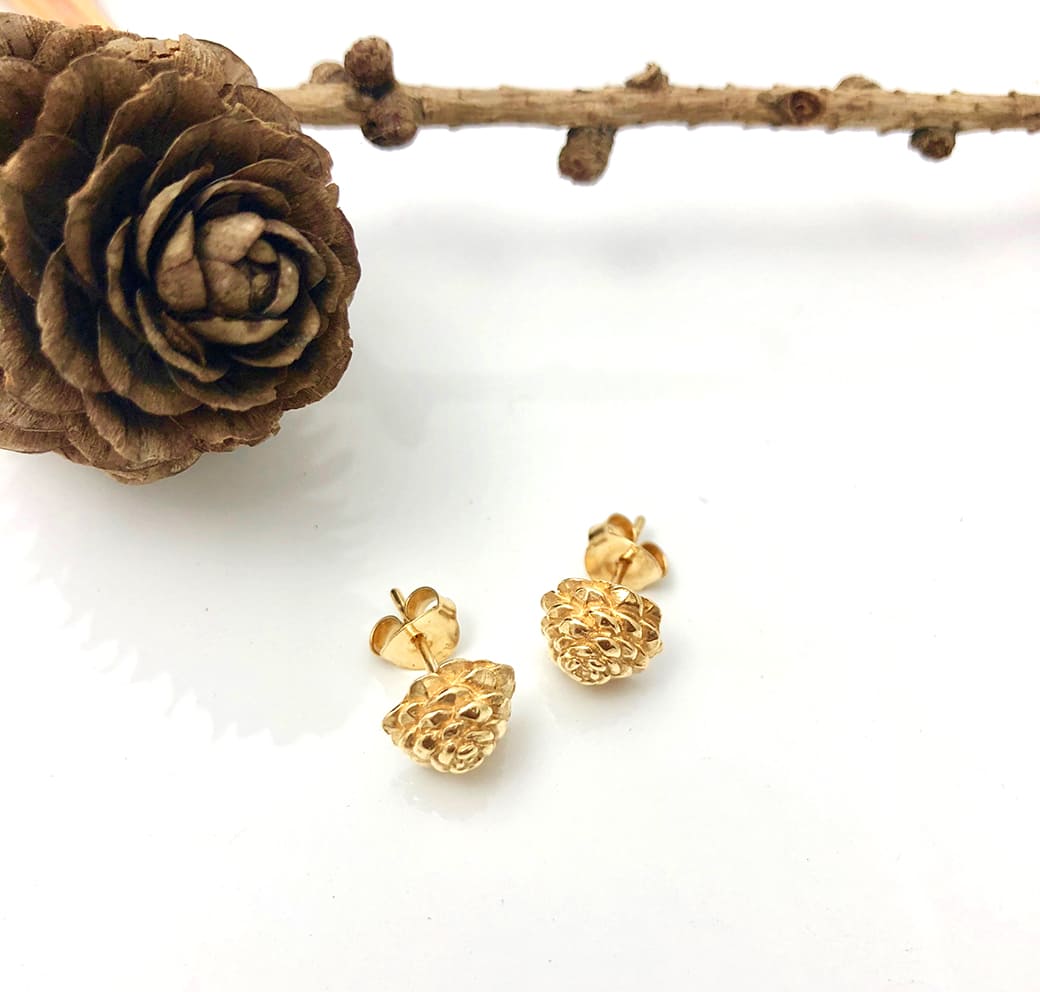 Pine Cone Earrings- Charms Collection - Jennifer Kinnear Jewellery