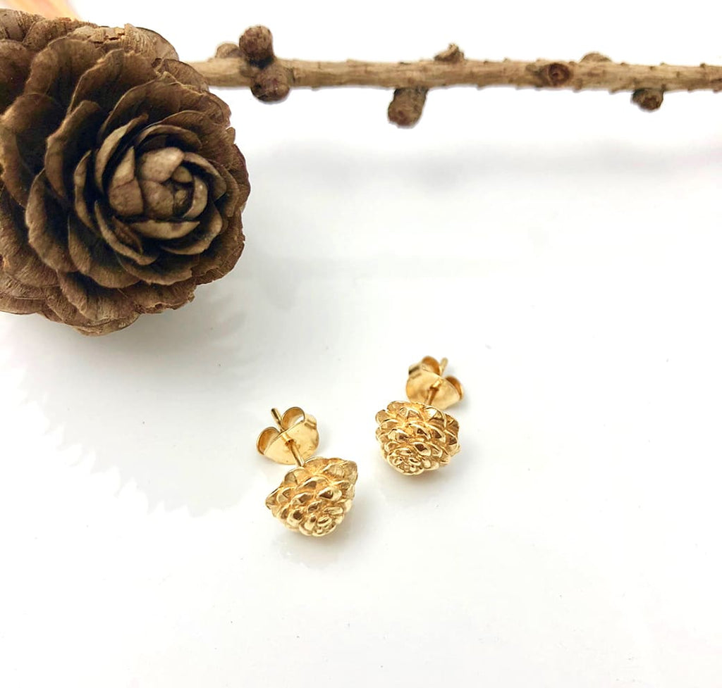 Pine Cone Earrings- Charms Collection - Jennifer Kinnear Jewellery
