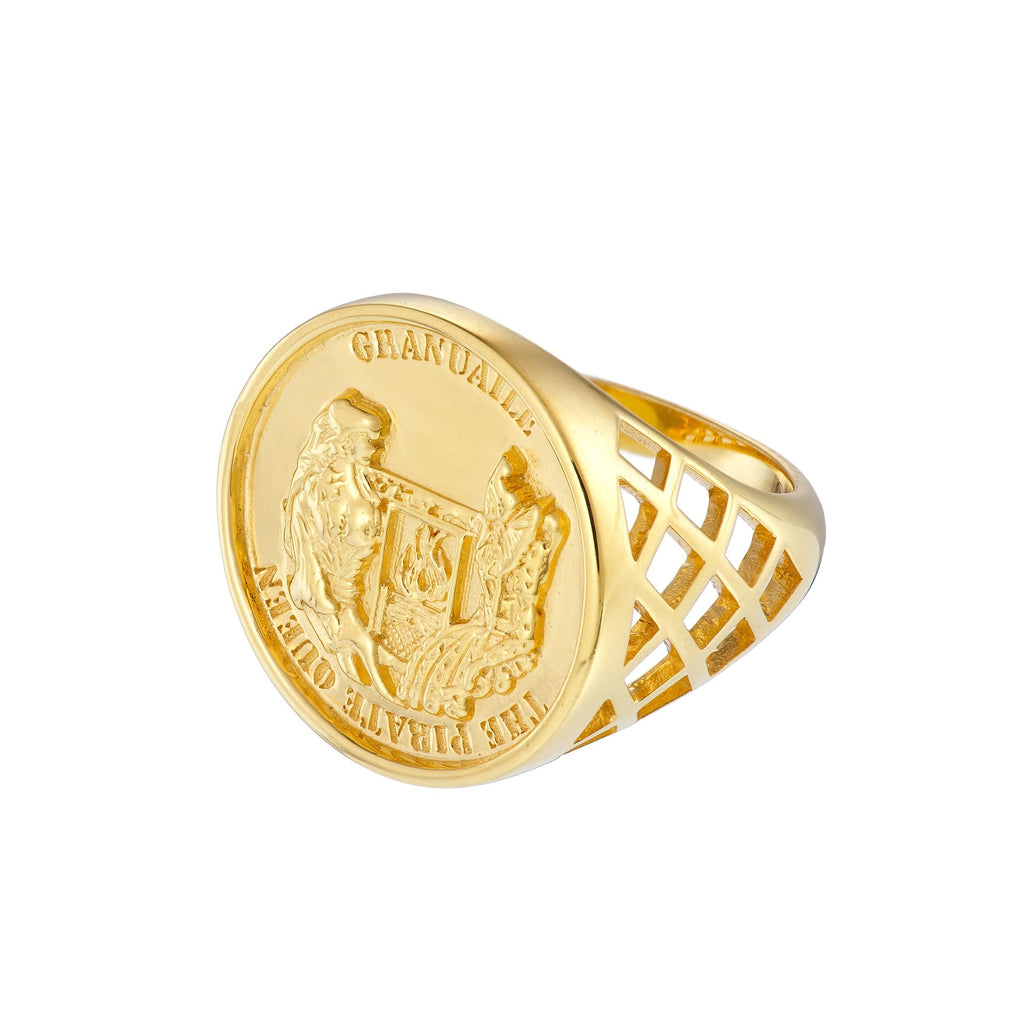 Goldplated Granuaile Medallion Ring from the Grace O'malley collection
