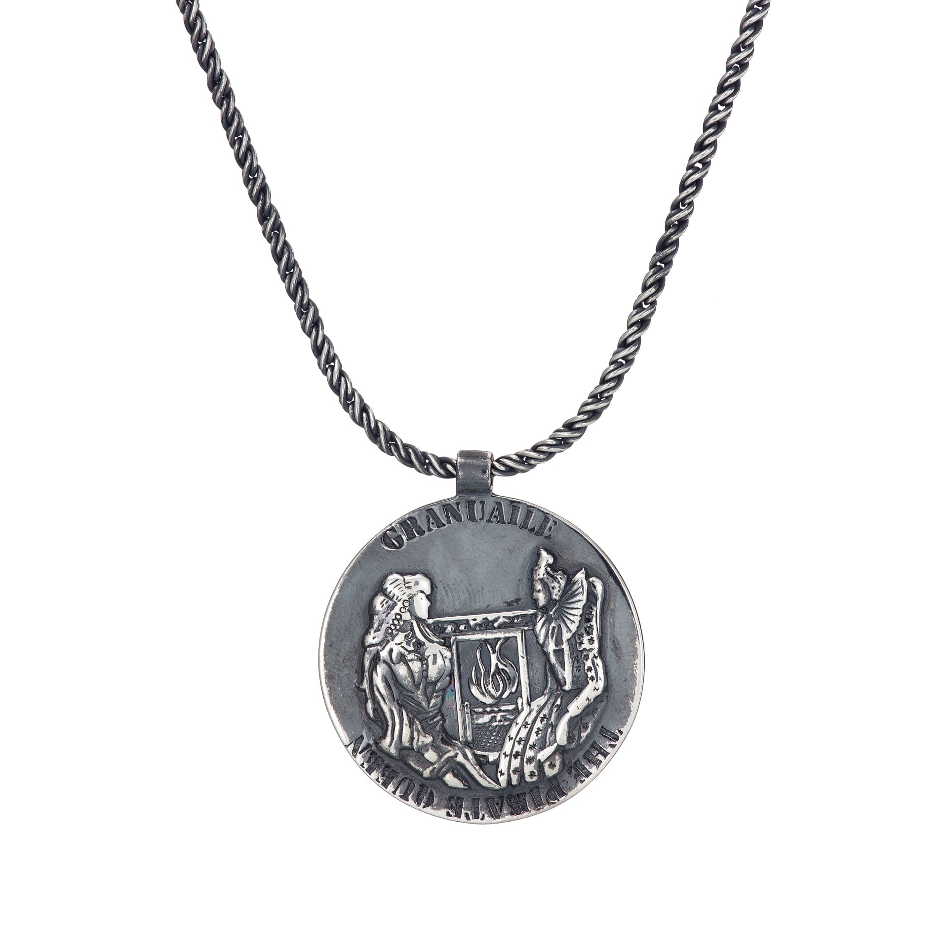 Handmade silver Granuaile medallion necklace from the Grace O'Malley collection, by Jennifer Kinnear.