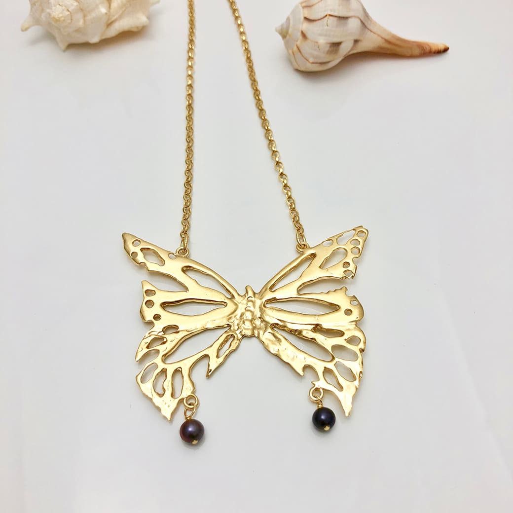 Goldplated Large Butterfly Necklace - Charms Collection - Jennifer Kinnear Jewellery