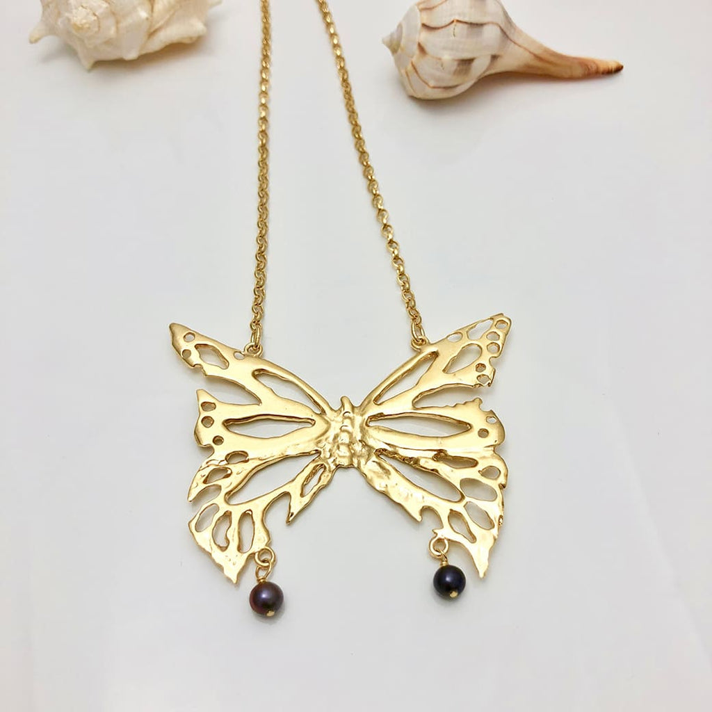 Goldplated Large Butterfly Necklace - Charms Collection - Jennifer Kinnear Jewellery