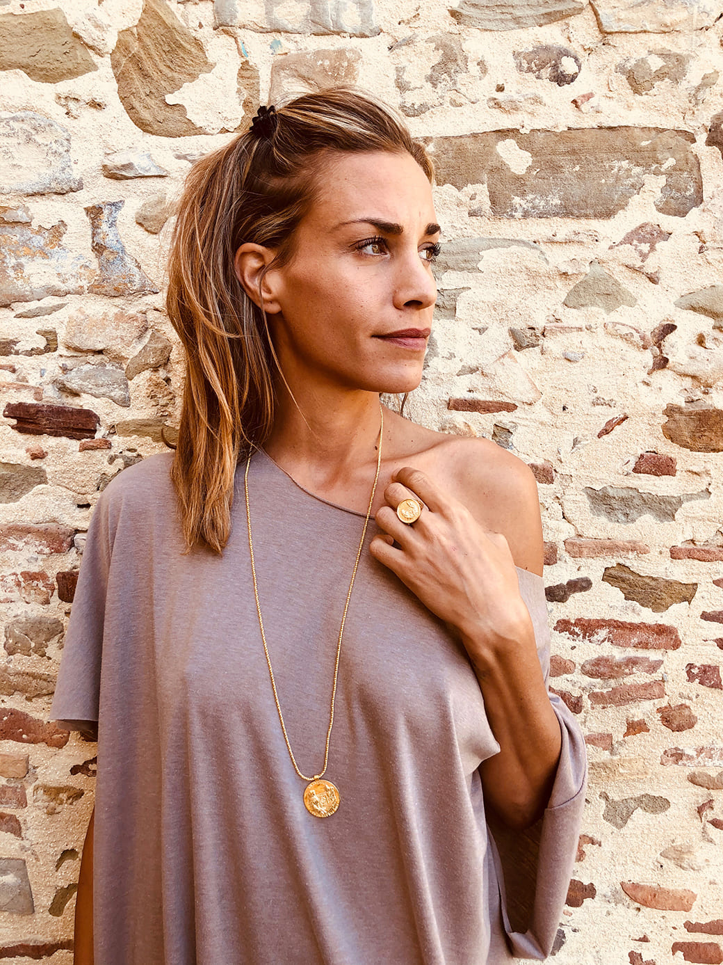 Large Granuaile Medallion Necklace - Goldplated - Grace O'Malley Collection - Jennifer Kinnear