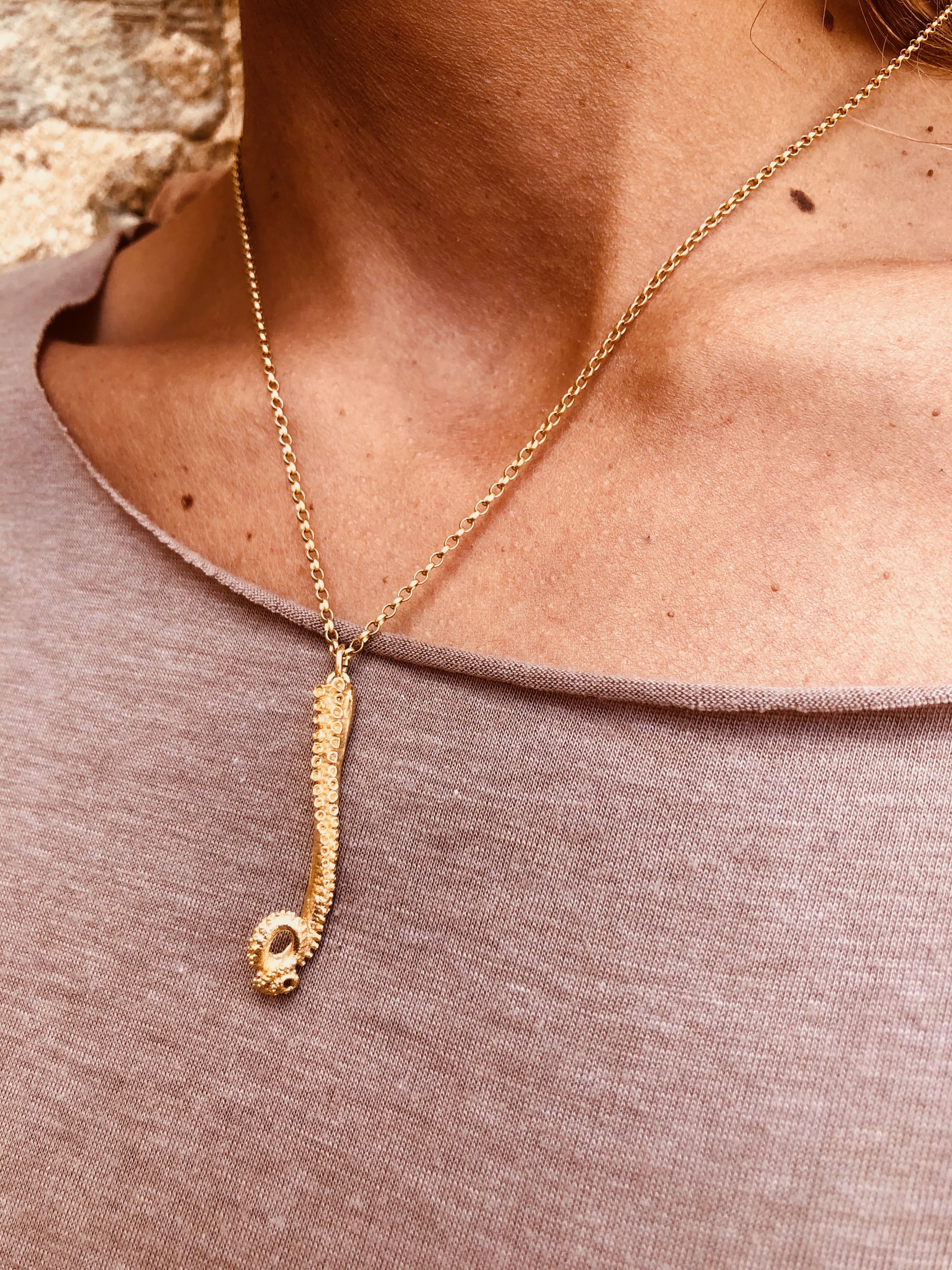 Handmade goldplated octopus necklace from the Grace O'Malley collection by Jennifer Kinnear.