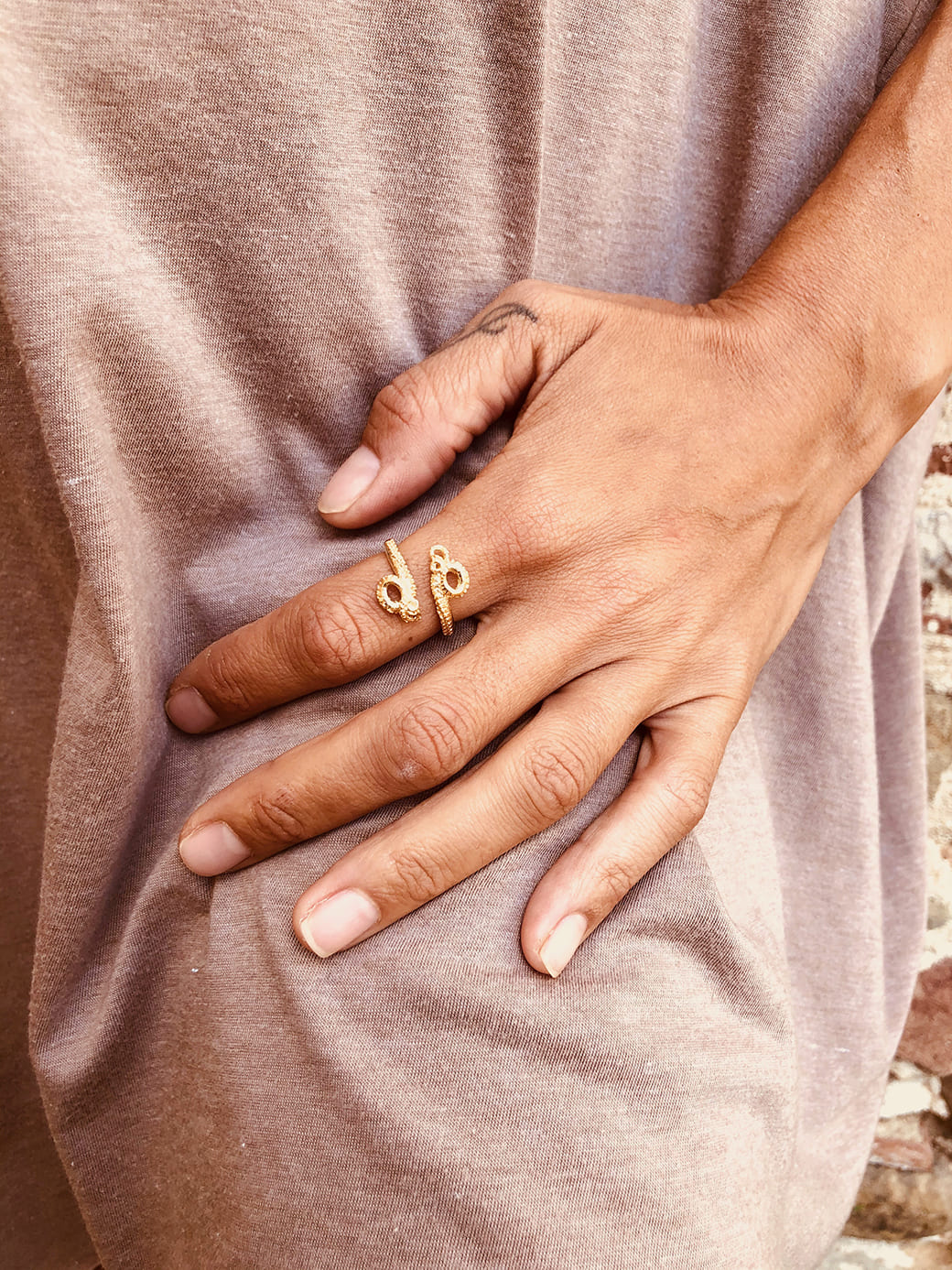Goldplated Octopus Tenacle Ring - Ocean Collection - Jennifer Kinnear Jewellery