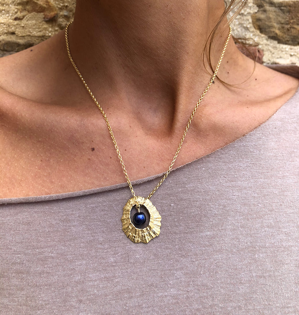 Goldplated Large Hollow Limpet Shell Necklace - Ocean Collection - Jennifer Kinnear Jewellery