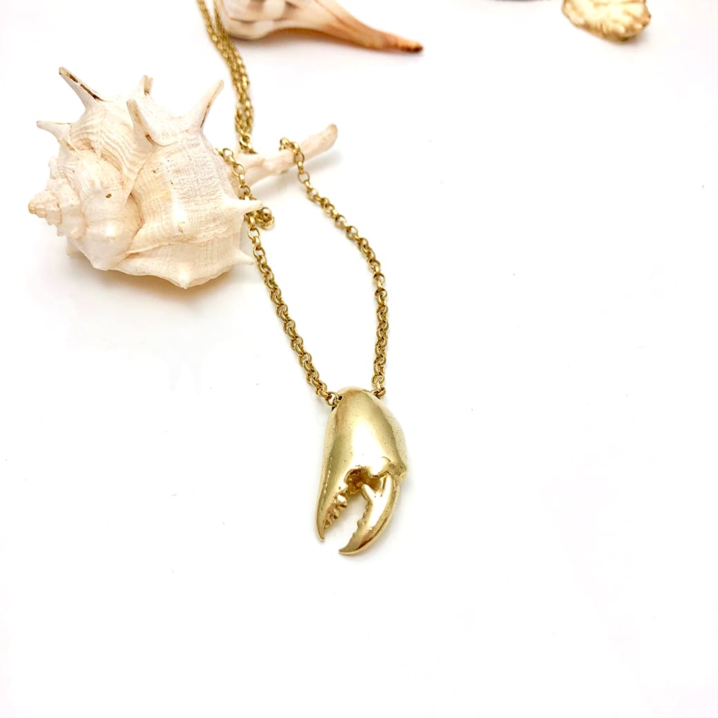 Goldplated Large Crab Claw Necklace - Jennifer Kinnear Jewellery