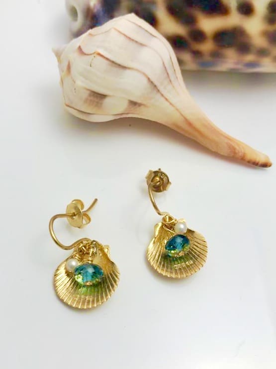 Goldplated scallop shell earrings - Ocean Collection - Jennifer Kinnear Jewellery