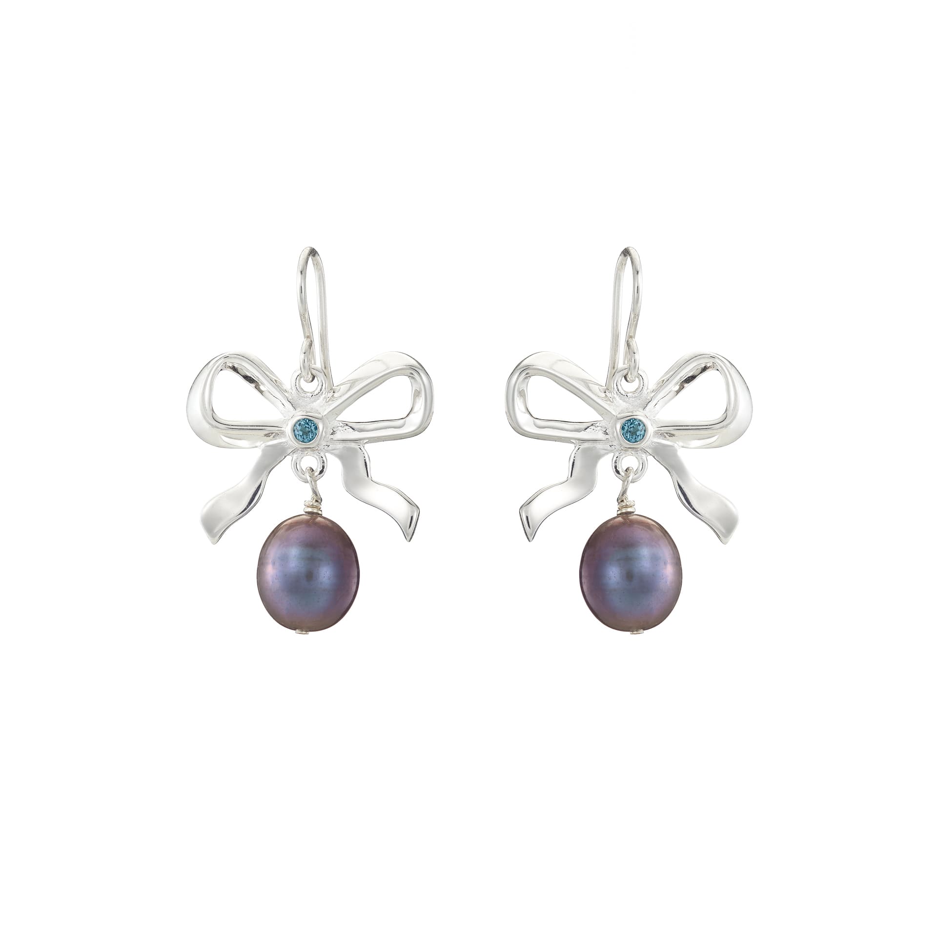 Silver Pearl & Bow Earrings - Grace O’Malley Collection - Jennifer Kinnear Jewellery