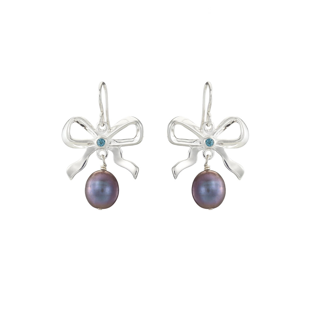 Silver Pearl & Bow Earrings - Grace O’Malley Collection - Jennifer Kinnear Jewellery