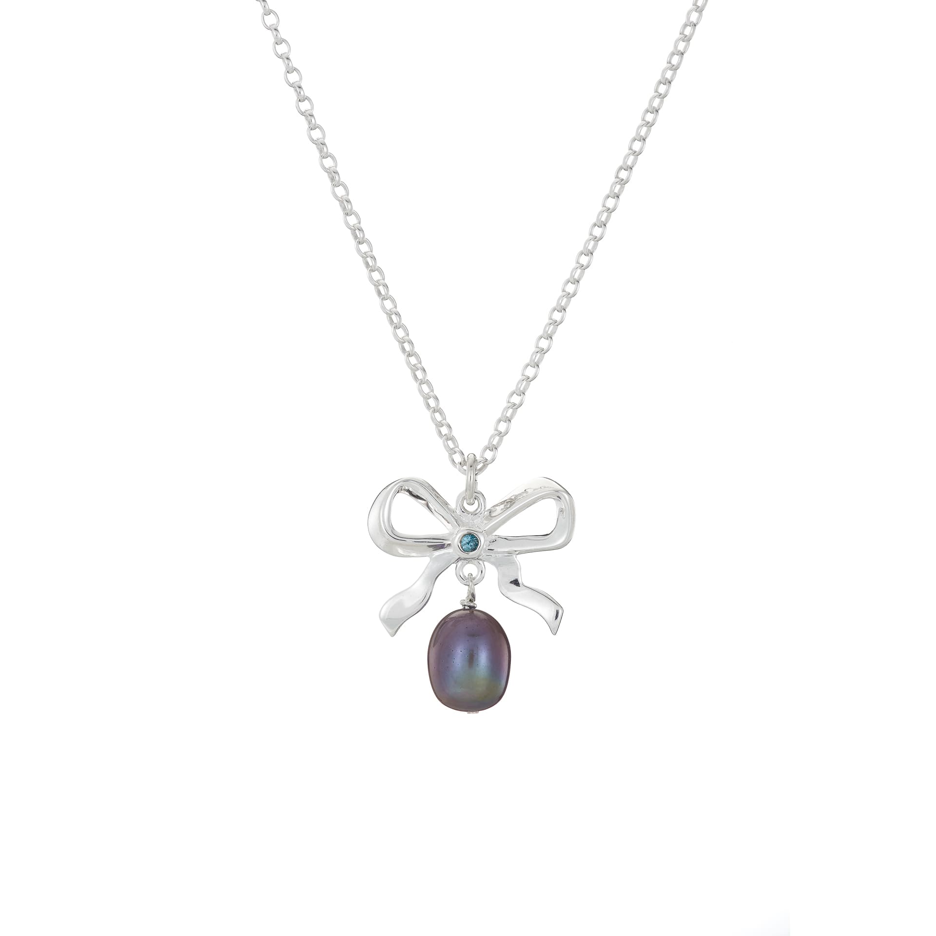 Silver Pearl & Bow Necklace - Grace O’Malley Collection - Jennifer Kinnear Jewellery