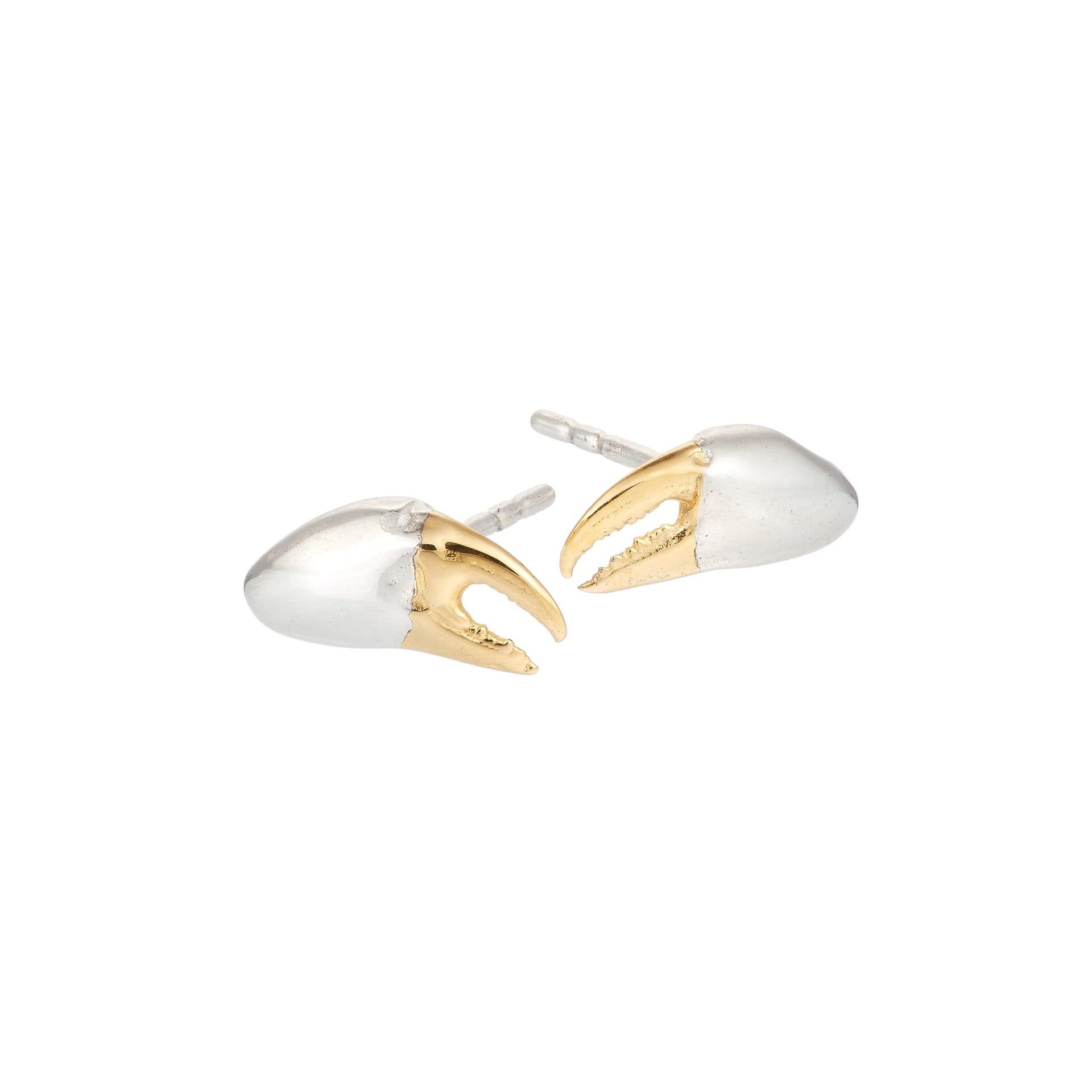 Silver and goldplated Crab Claw Earrings- Ocean Collection - Jennifer Kinnear Jewellery