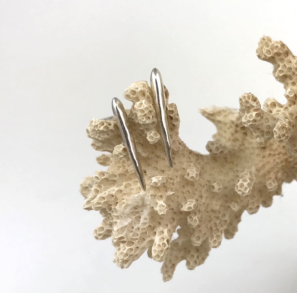 Silver Small Sea Urchin Spine Earrings - Ocean Collection - Jennifer Kinnear Jewellery