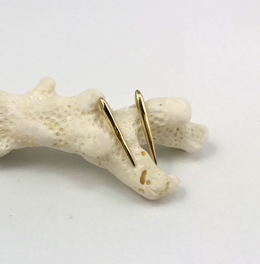Goldplated Small Sea Urchin Spine Earrings - Ocean Collection - Jennifer Kinnear Jewellery