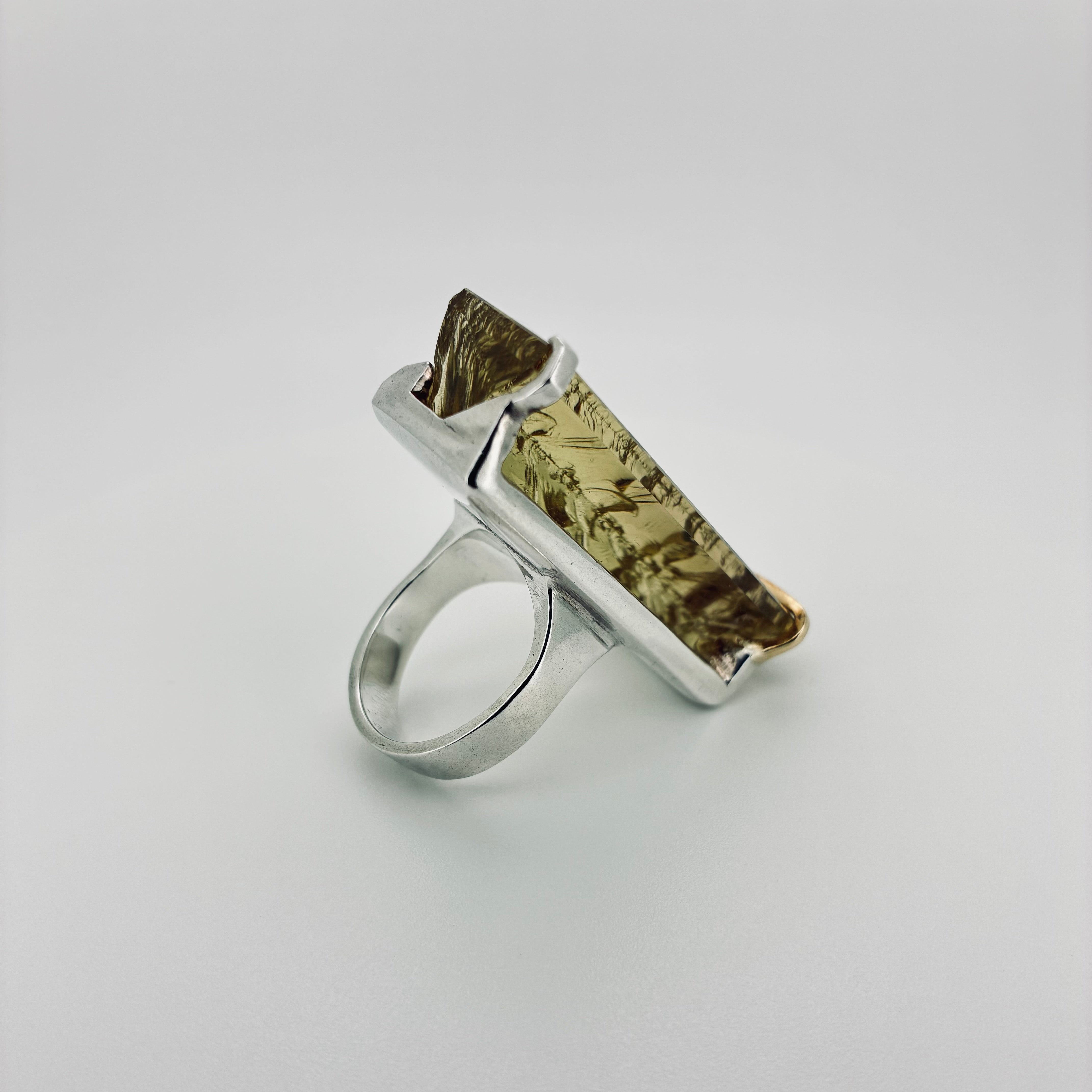 LEMON QUARTZ - Silver and Gold Ring