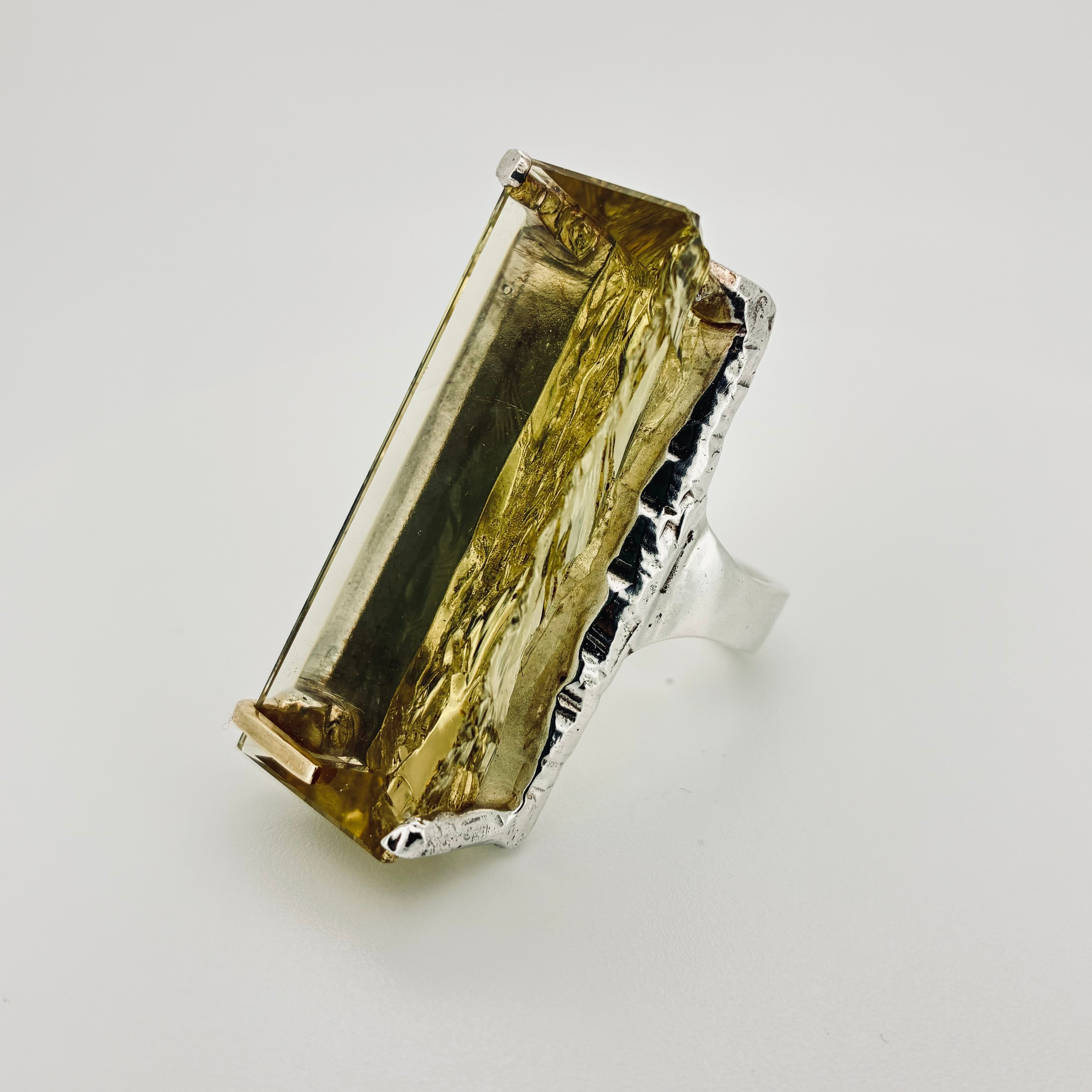 LEMON QUARTZ - Silver and Gold Ring