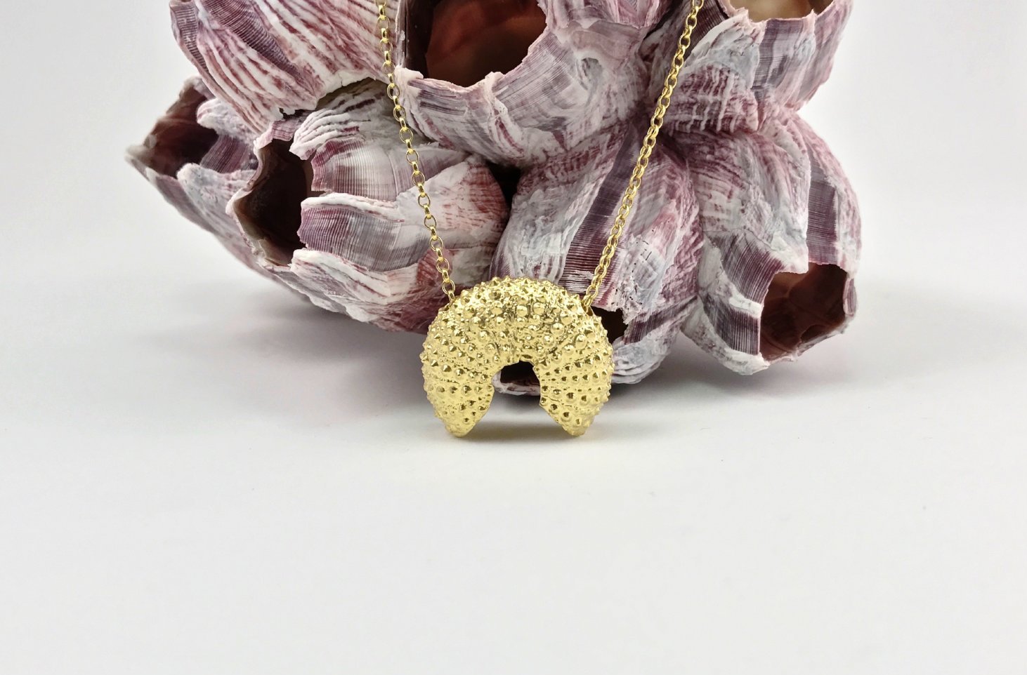 Broken Sea Urchin necklace - gold plated - Jennifer Kinnear Jewellery - Ocean Collection