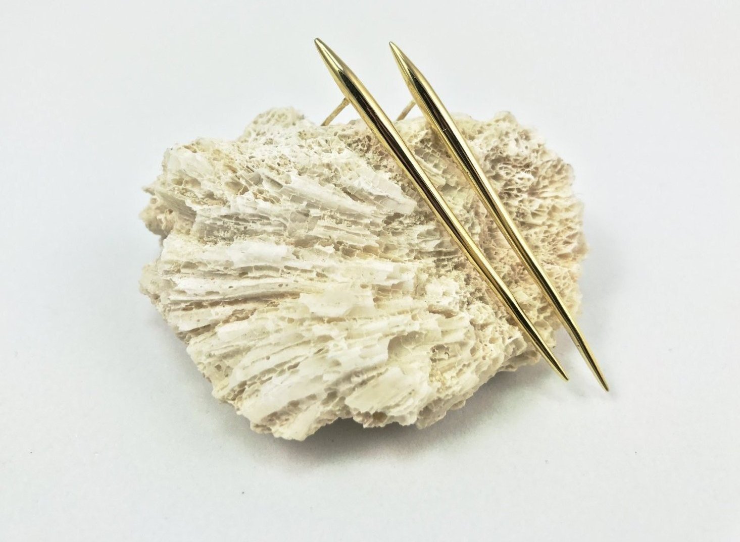 Sea urchin spine earrings, large - gold plated - Jennifer Kinnear Collection Ocean