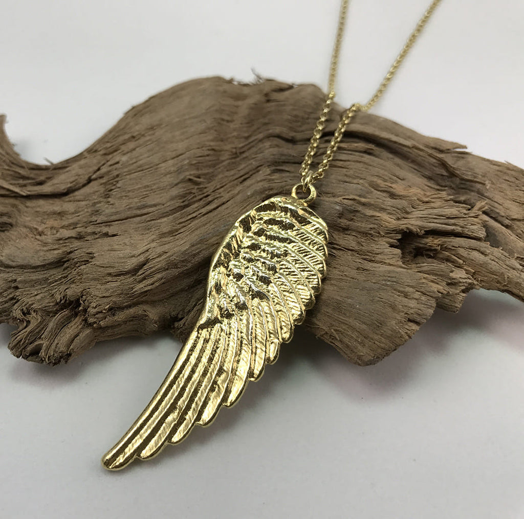 Single Goldplated Angel Wing Necklace - Charms Collection - Jennifer Kinnear Jewellery