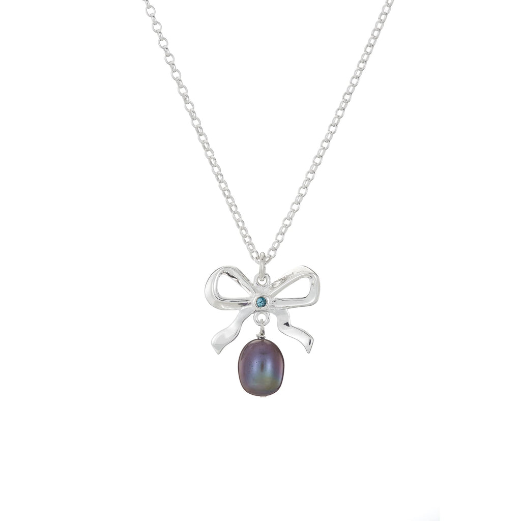 Silver Pearl & Bow Necklace - Grace O’Malley Collection - Jennifer Kinnear Jewellery