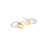 Silver and goldplated Crab Claw Earrings- Ocean Collection - Jennifer Kinnear Jewellery