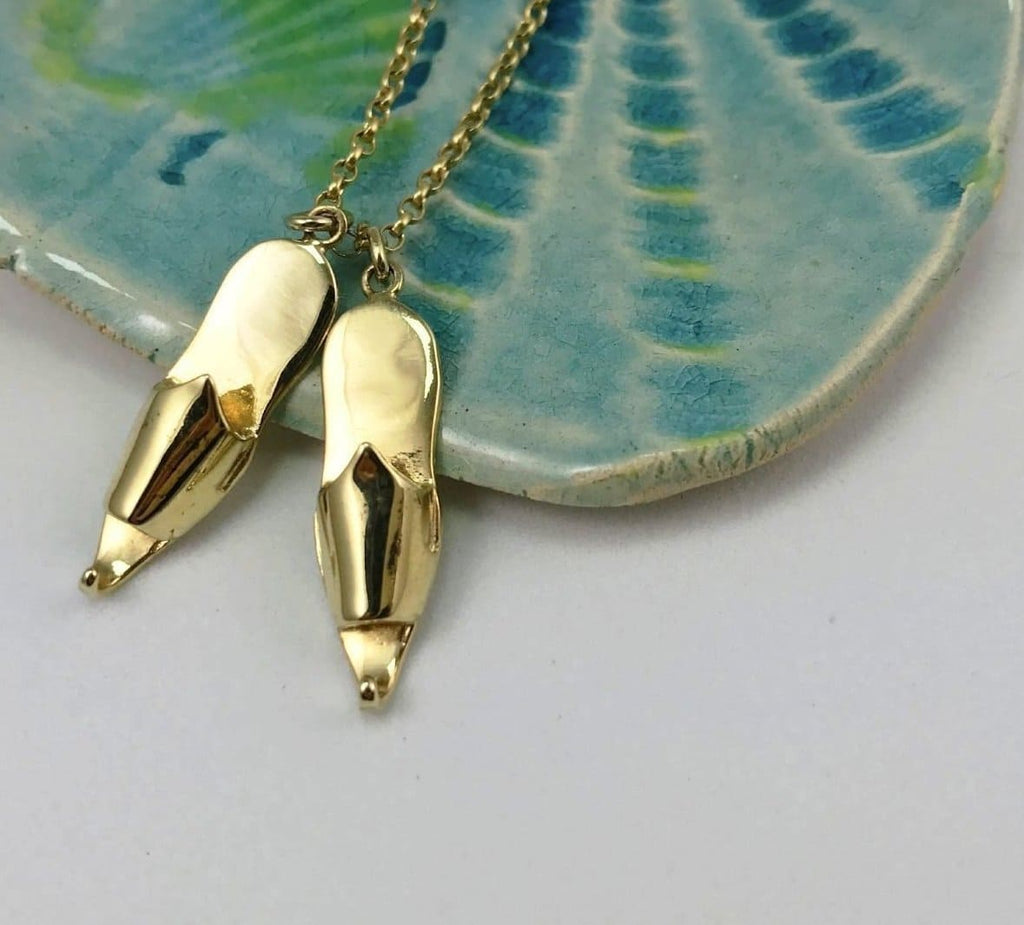 SLIPPER necklace, double - gold plated - Jennifer Kinnear Jewellery - charms collection